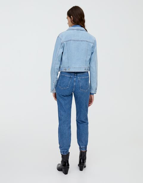 Farbige Cropped-jeansjacke