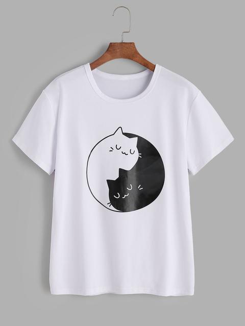t shirt con stampa gatti