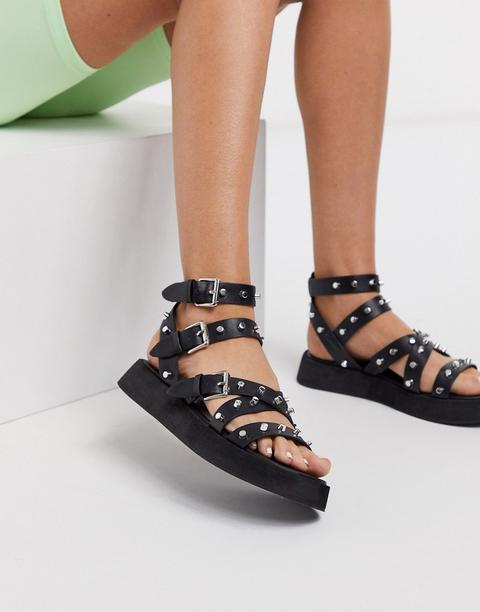 Sandalias Gruesas Con Tachuelas En Negro De Missguided