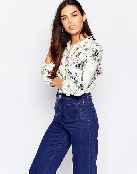 Camisa Con Estampado De Flores Diseminadas De Warehouse