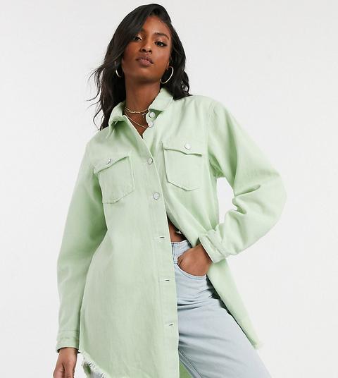 Camisa Vaquera Extragrande Con Bajo Sin Rematar En Color Menta De Missguided Tall-verde