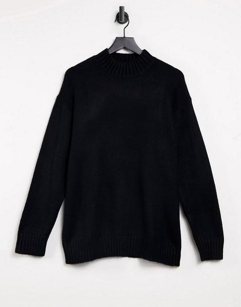 Bershka Oversized Jumper With Crew Neck In Black