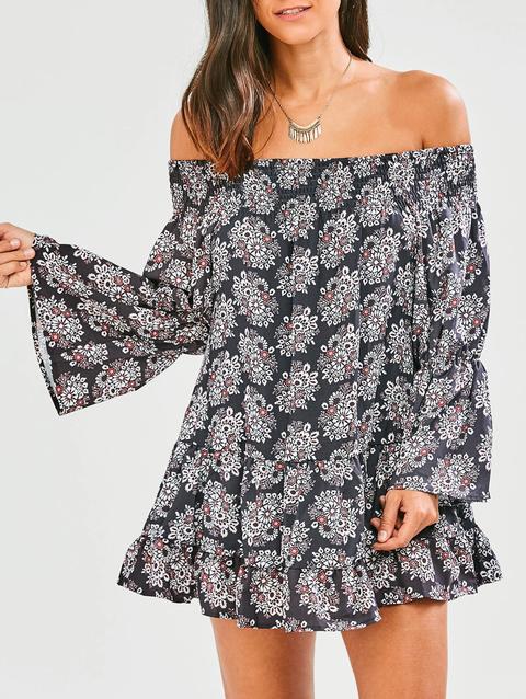 Floral Off The Shoulder Tunic Dress