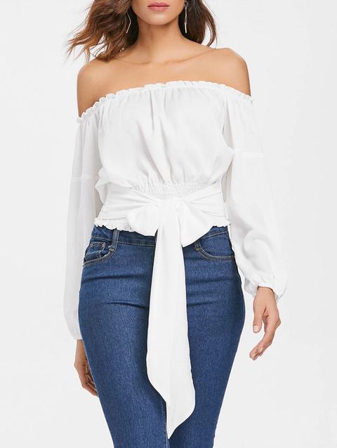 Long Sleeve Off The Shoulder Blouse