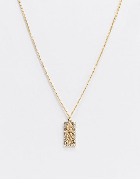 Topshop Pave Square Pendant Necklace In Gold
