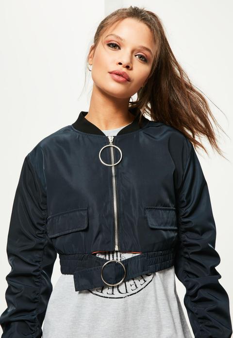 oversized cropped bomber jacket