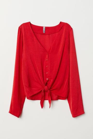 H & M - Camicetta Da Annodare Scollo V - Rosso