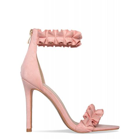 Wren Pink Suede Ruffle Heels