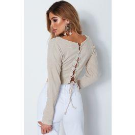 Gotcha Gal Ribbed Crop Beige