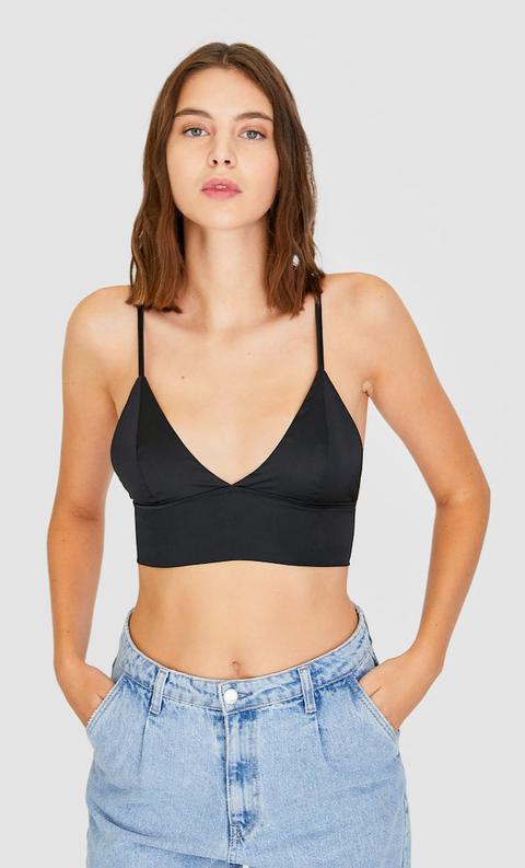 Stradivarius Bralette Satinata Femminile Nero S