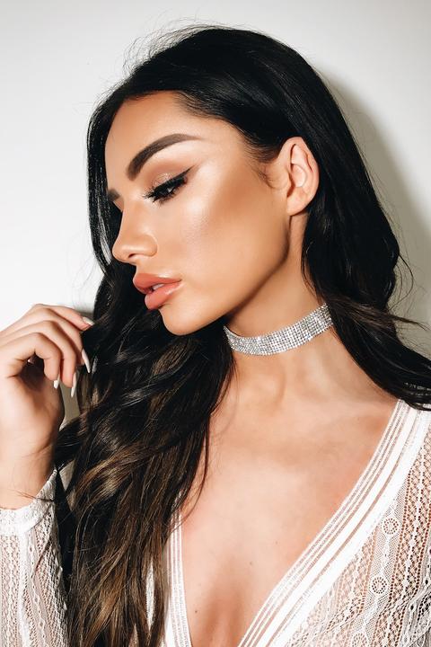 Maddie Silver Diamante Choker Necklace