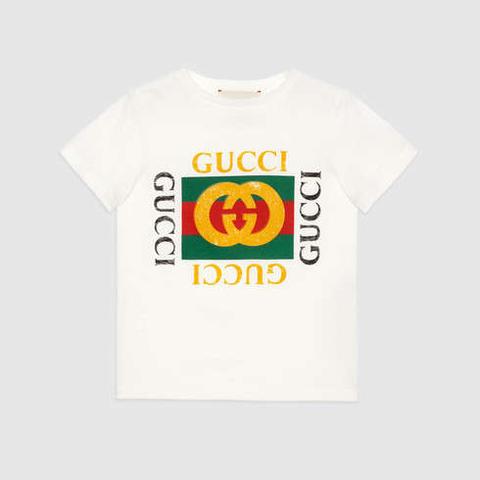 T-shirt Con Stampa Logo Vintage Gucci