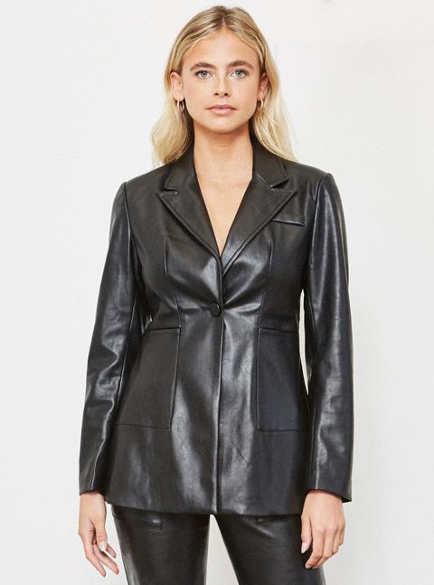 Kayden Vegan Leather Blazer Black