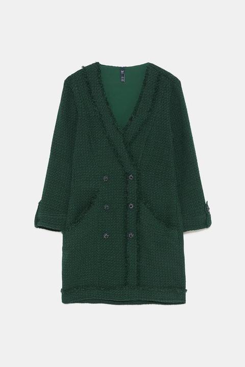Vestito Tweed Bottone Gioiello