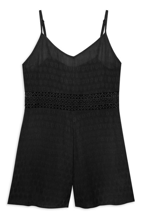 Black Crochet Playsuit