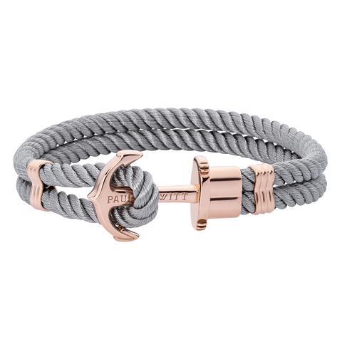 Pulsera Con Ancla Phrep Ip Rosa Nylon Gris