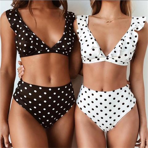 Bikini Sonique A Pois Con Frappe E Slip A Vita Alta