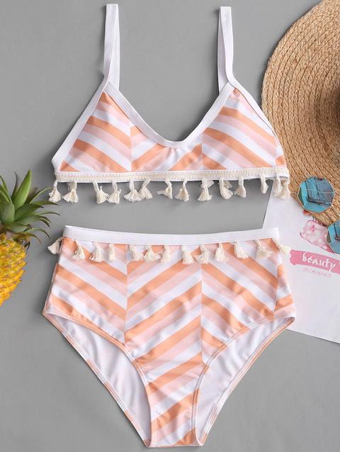 Bikini Di Zigzag A Vita Alta Con Nappa