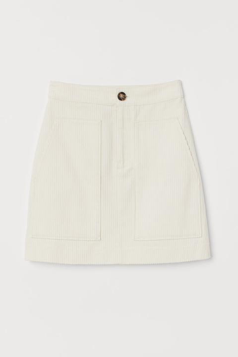 Corduroy Skirt - White