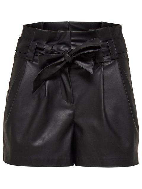 Only Kunstleder Shorts Damen Schwarz