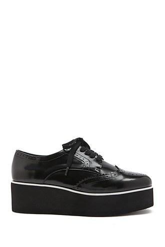 Forever 21 Faux Leather Oxfords , Black