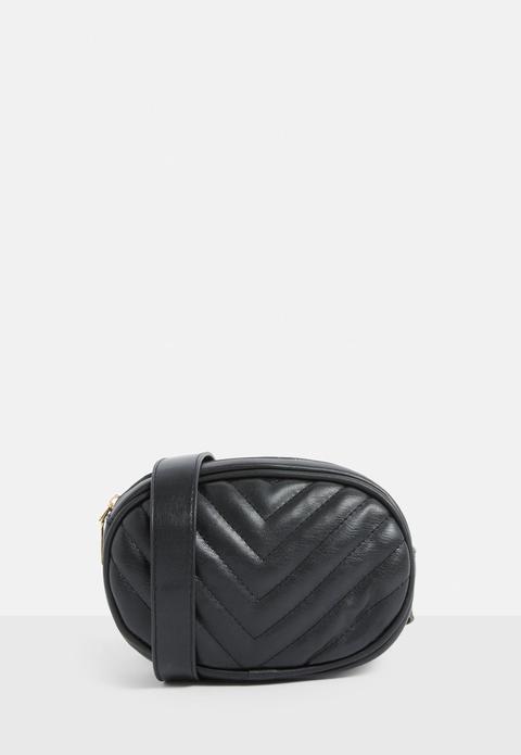 Black Quilted Belt Bag, Black