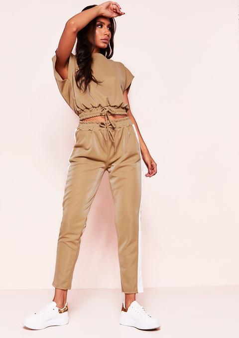 Faheema Camel Stripe Loungewear Set