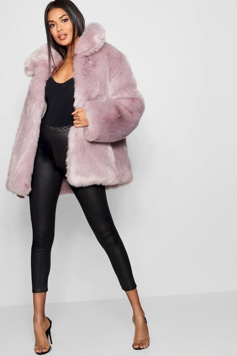 Collared Faux Fur Coat