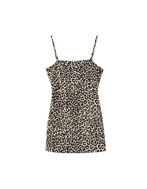 Vestido Mini Leopardo Escote Recto