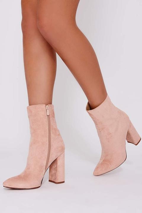 Stella Blush Faux Suede Heeled Ankle 