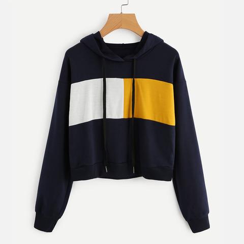 Sudadera Corta Con Panel En Contraste