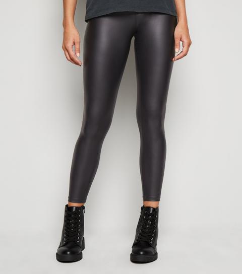 black leather look pants