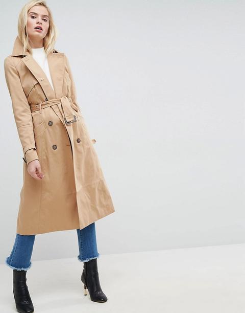 Asos Longline Classic Trench Coat - Stone