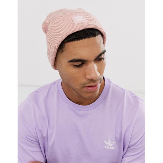 Adidas Originals Logo Beanie In Pink 