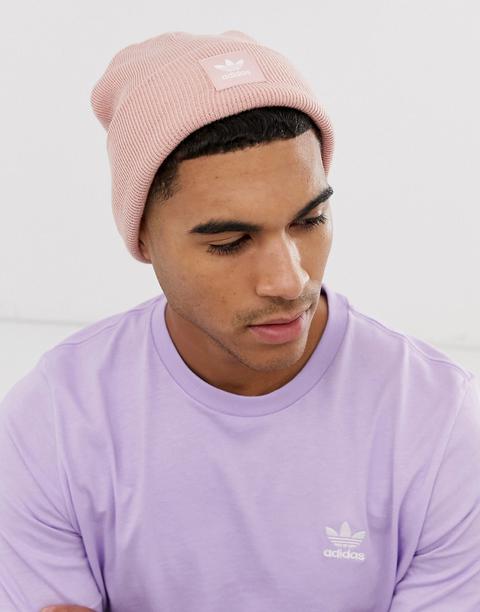 Adidas Originals Logo Beanie In Pink 