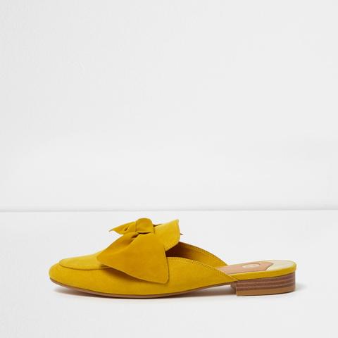 Yellow Bow Front Backless Loafer