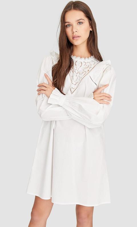 Stradivarius Robe À Volants Femme Blanc S