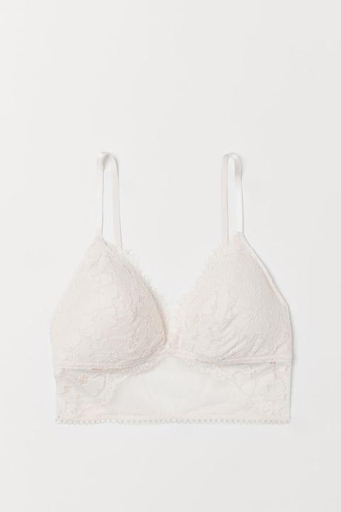 H & M - Bralette Imbottita In Pizzo - Arancione