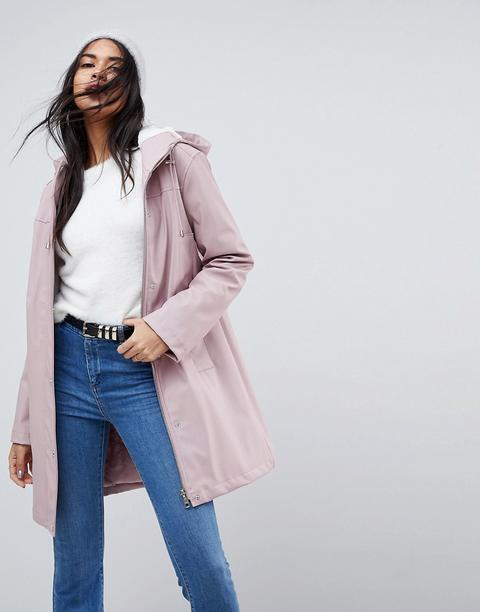 Asos Design - Impermeabile Con Fodera In Pelo Effetto Pecora - Rosa
