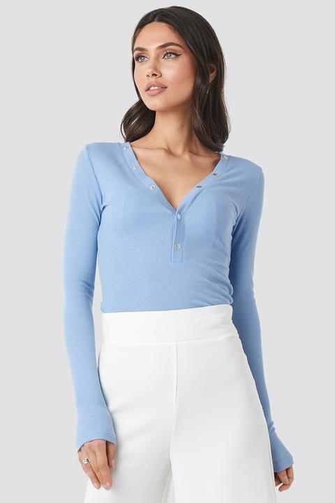 Press Button Rib Top Blau