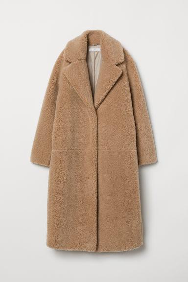 H & M - Manteau Long En Peluche - Beige