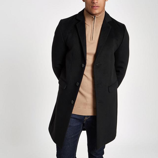 black single breasted overcoat