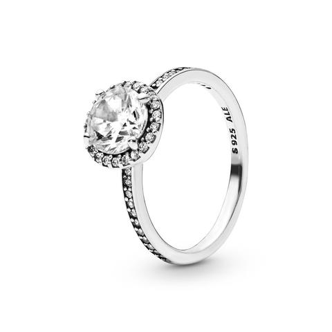 Pandora Round Sparkle Halo Ring - Sterling Silver / Clear