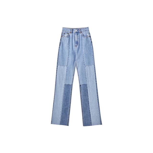 Jeans Rectos Patchwork Tiro Alto from Pull and Bear on 21 Buttons
