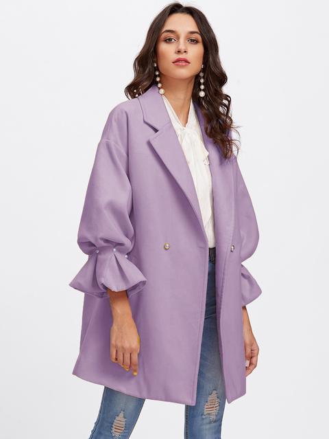 Cappotto Con Spalle Cadenti Con Perle E Raccolta