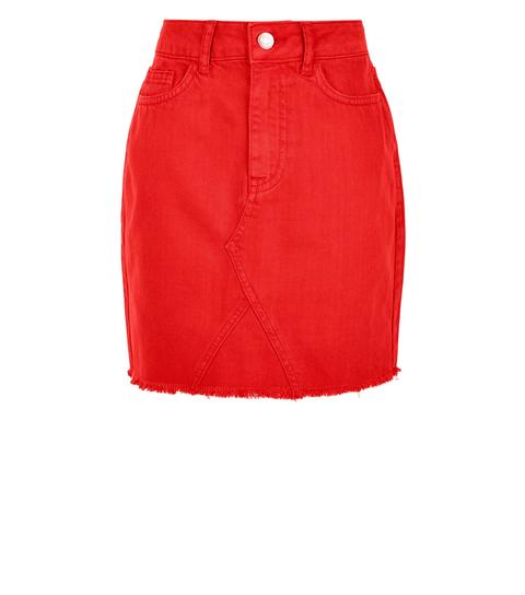 new look red denim skirt