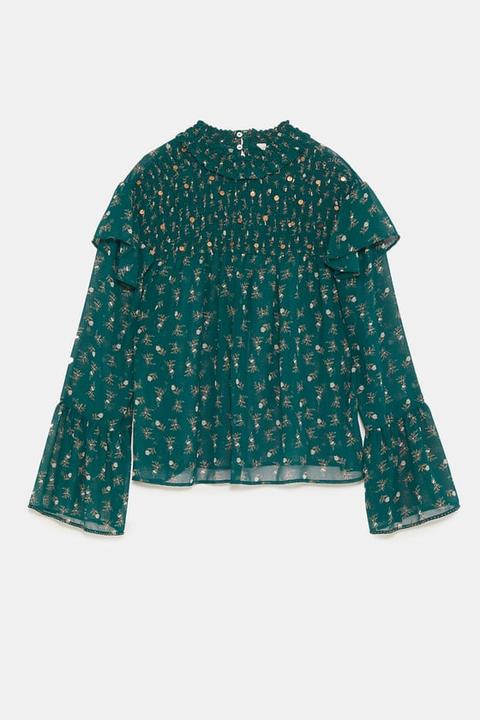 Blusa Estampado Floral Volantes