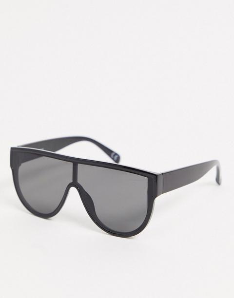 Asos Design Oversized Flat Top Visor Sunglasses In Black