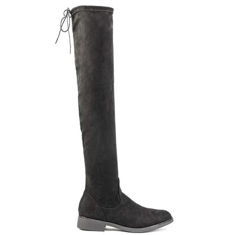 Lola - Flats Over The Knee Boots In Black