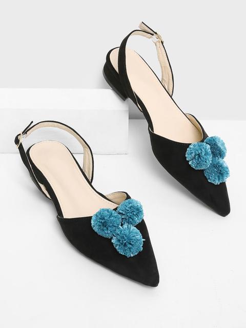 Scarpe Piatte Con Pompon